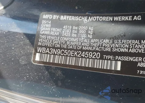 2014 BMW 428I xDrive from USA, damaged, VIN WBA3N9C50EK245920